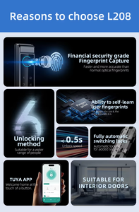 छोटा हैंडल अल्ट्रा सुरक्षित स्मार्ट ग्लास दरवाजा लॉक-फिंगरप्रिंट/पासवर्ड/आरफिड/ऐप कंट्रोल, आईपी 68 वाटरप्रूफ, एंटी-पीप कीपैड - Product Image 5