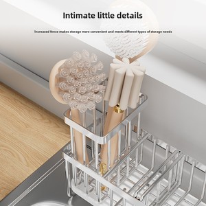 Organizzatore lavello da cucina con doppio livello in <span class=keywords><strong>metallo</strong></span> utensile divisore Dispenser supporto lavello Caddy alto spazzola spugna per pentole - Product Image 4