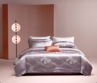 Set Sprei Jacquard Sutra Tencel 4 Pcs Sarung Selimut Sprei 2 Sarung Bantal Lembut Bernapas Warna Biru Perak Ukuran Queen King Pabrik