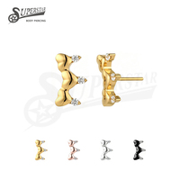 SUPERSTAR ASTM F136 Titane Embouts sans filetage à dos plat, serti de zircone cubique (CZ) à griffes, dessus incurvé, pour piercing d'oreille, hélix, cartilage, lobe