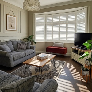 Best Selling Solid Wood Louvered <strong>Window</strong> Shutters Indoor Full Height Shutter Tier-On-Tier PVC Shutters - Product Image 6