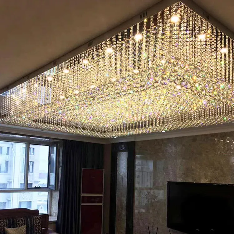 Modern Gold Pendant Lights Design Hotel Villa Lobby Decoration Customized Luxury Crystal Chandelier Light Ceiling Lamp