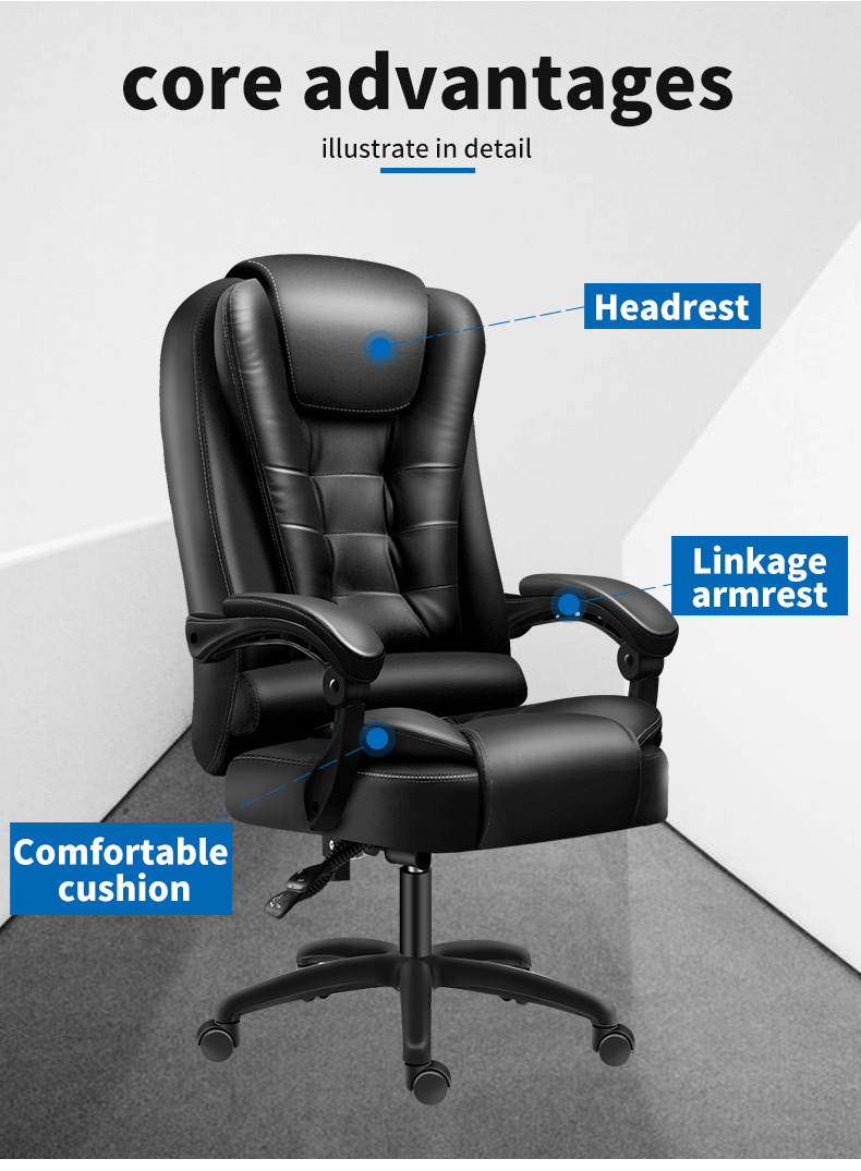 Revolving Luxury Swiveling Office Chair Genuine Leather Executive Chair