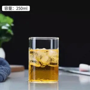 8盎司方形酒杯现代高球薄可爱鸡尾酒杯玻璃器皿饮料不倒翁方形酒杯带竹盖