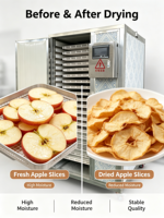 Machine à sécher les tranches de pommes, four de séchage à circulation d'air chaud, déshydrateur de fruits multi-plaques en acier inoxydable pour la transformation des chips de pommes