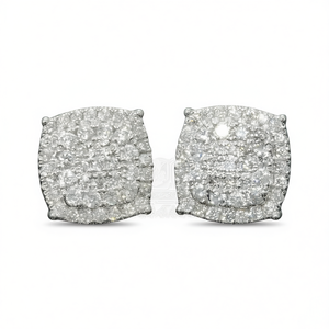 Boucles d'oreilles en or E2725 avec diamants naturels taille coussin couleur G, bijoux classiques pour femmes à porter au quotidien - Product Image 1