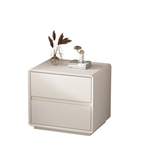 Modern Lacquered Wood Nightstand 2 Drawer <b>Storage</b> <b>Cabinet</b> For Bedroom Home Use - Product Image 1