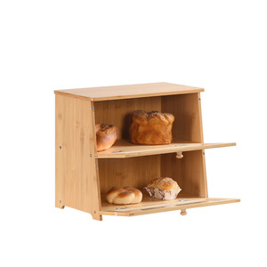 Caja de Pan de Bambú de Doble Capa con Tapa Abatible, Gran Capacidad, Almacenamiento de Cocina, Color Madera Natural, Forma Rectangular - Product Image 3