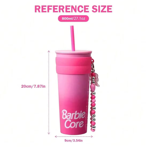 Bouteille d'Eau pour la Série <span class=keywords><strong>Barbie</strong></span>, Breloque, 800 mL, Tasse en Acier Inoxydable avec Paille, Motif Mignon, Douceur et Expérience de Boisson Rafraîchissante - Product Image 6
