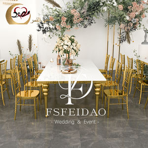 Wholesale Luxury Modern Golden Stainless Steel Dining <b>Table</b> for Banquet Event <b>Party</b> Hotel Use Customized Dining Room Furniture - Product Image 4