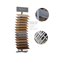 Présentoir de sol incliné rotatif en bois, taille personnalisable, avec étagères métalliques robustes à plusieurs niveaux pour échantillons de pierre