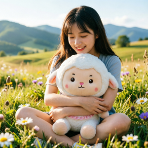 Peluche mouton mignonne de 30 cm en coton doux, poupée faite à la main pour enfants, cadeau de vacances - Product Image 3