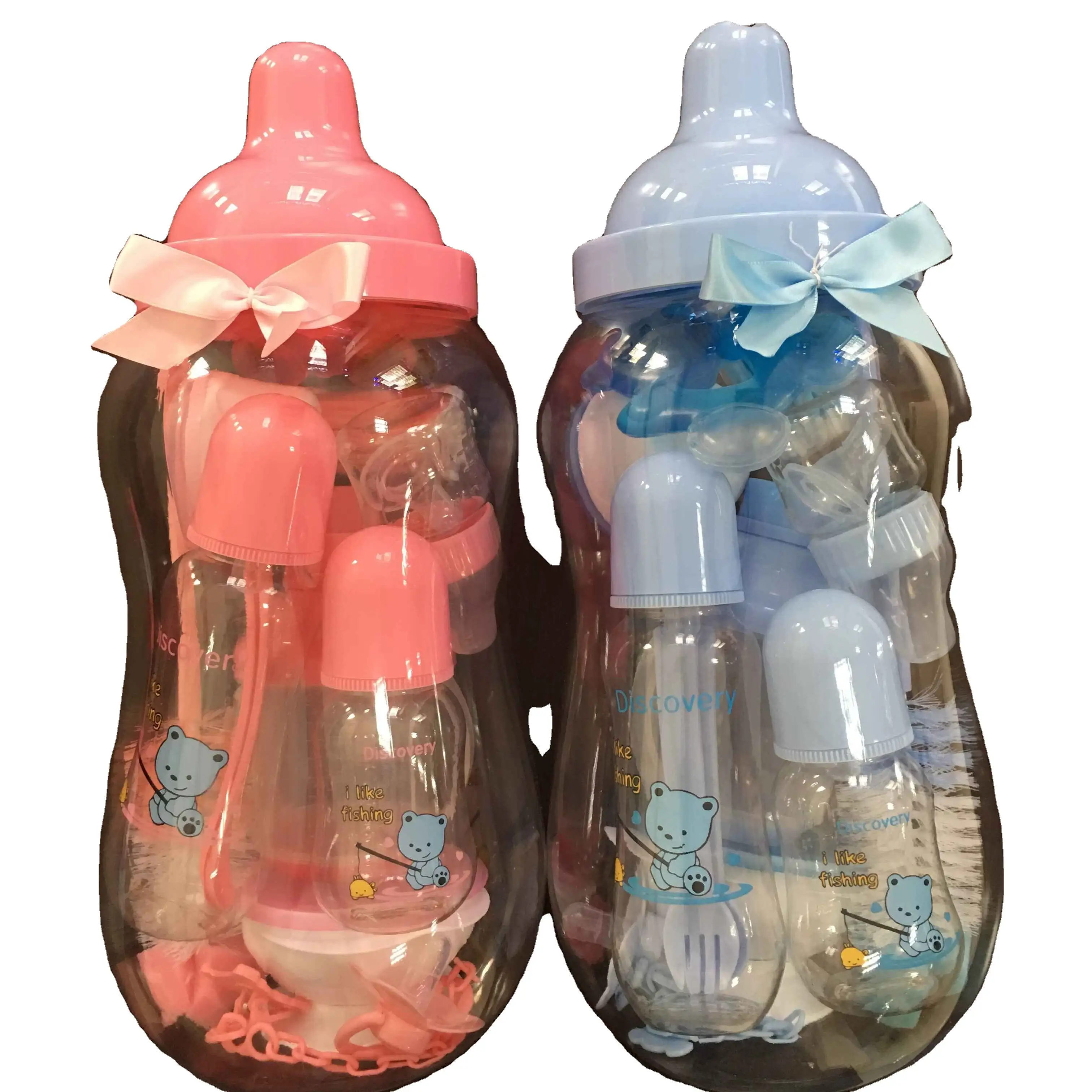 पीसी प्लास्टिक सजावट dollsa गुड़िया बैंक खिला बच्चे को बड़ी बोतल कप सेट के साथ छोटे खिला की बोतलें