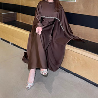 Nouvelle Abaya de Luxe Faite à la Main à Dubaï, Robes Modestes Multicolores pour Femmes Musulmanes, Style Cape en Satin avec Strass