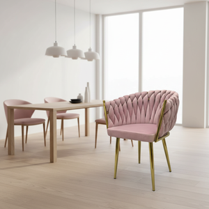 Sillas de Comedor Rosa Intenso, Sillas Tapizadas Negras para Comedor, Mesa de Comedor, Silla de Comedor de Tela con Respaldo Alto - Product Image 4