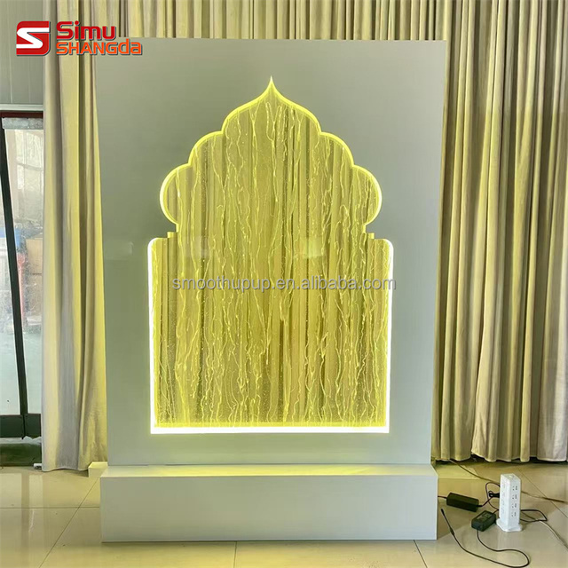 Indian Muslim Wedding Welcome Sign Backdrop Led Waterfall Panel Display Wall Waterfall Backdrop Tempered Glass Metal Stand
