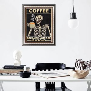 SONGWOOART Kit Pittura Diamante 5D Fai da Te Scheletro Gotico Moderno con Caffè per Decorazioni Casa Pittura Diamante Personalizzata - Product Image 1