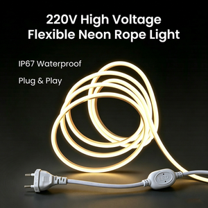 Bande LED néon flexible AC 220V, 120 LED/m, 5m, sans driver, étanche, pour la décoration de jardins, paysages, hôtels, restaurants, façades - Product Image 3
