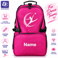 Sac à dos rose pailleté personnalisé pour danseuse et gymnaste avec logo et nom en strass sur mesure et design assorti aux couleurs