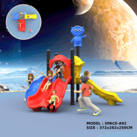 Équipement de jeu extérieur pour enfants charmant : Robot Top 2 Rider Wave Slide, Toboggan semi-enclos bleu, Toboggan Wave Slide jaune, Arche de jeu en forme de feuille