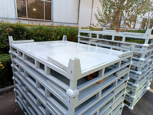 חובה כבדה מתקפל Q235 אחסון stackable מתלה פלדה תעשייתי כבד פלדה ממתכת מיכל משטחים - Product Image 3