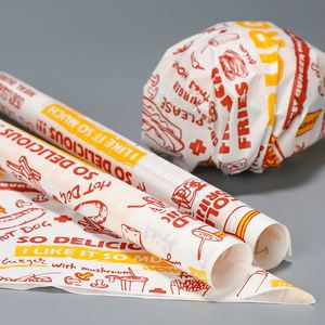 Papier alimentaire personnalisé avec logo, résistant à la graisse, sans PFAS, imprimé pour hamburgers, chocolat, emballage, ne colle pas au beurre, sandwich, pain - Product Image 1