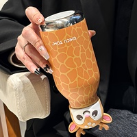 Bouteille d'eau isotherme classique en acier inoxydable de 480 ml avec couvercle en silicone motif animal mignon – Meilleure vente à prix réduit
