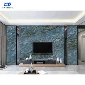 1220X2440 Hoja de plástico 3D PVC Mármol blanco Revestimiento UV artificial Panel Decoración de pared Tablero brillante para casa interior