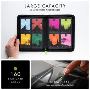 Carpeta de Cartas MIO Personalizada, Elegante, de Cuero Repujado, con 4 Bolsillos, para más de 160 Cartas, con Patrón Impreso, para Fotos, Fútbol, TCG, PKM - Product Image 4