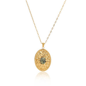 สร้อยคอสแตนเลสชุบทอง18K สำหรับผู้หญิงของขวัญหินตาเสือแบบไม่เรียบ - Product Image 5