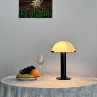 Lampe de table rechargeable en faux albâtre demi-lune, grande, luxe, pour restaurant