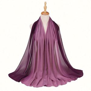 Hijab musulman en mousseline de soie plissée dégradée, style indonésien malaisien - Product Image 3