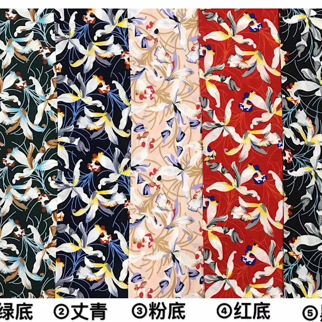 China manufacturer Yellow rayon fabric printing for dress