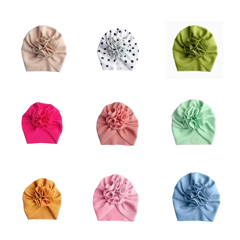 Gorros de turbante con flores para niñas, gorros de moda para niños, accesorios para fotos, regalos, accesorios para el cabello