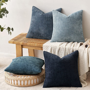 <span class=keywords><strong>Housse</strong></span> <span class=keywords><strong>de</strong></span> coussin décorative <span class=keywords><strong>de</strong></span> canapé <span class=keywords><strong>de</strong></span> maison simple et moderne 18x18 pouces géométrique aiguille grossière chenille <span class=keywords><strong>bleu</strong></span> taie d'oreiller - Product Image 2