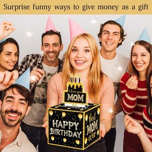 Cajas de <span class=keywords><strong>Regalo</strong></span> para Dinero de <span class=keywords><strong>Cumpleaños</strong></span> para Mamá, Caja Negra y Dorada para Extraer Dinero en Efectivo - Product Image 2