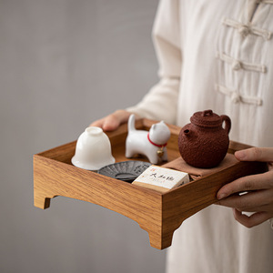 Walnut Wood Square <b>Tea</b> <b>Tray</b> Solid Wood Storage Box For Kung Fu <b>Tea</b> Afternoon <b>Tea</b> Durable Design - Product Image 2