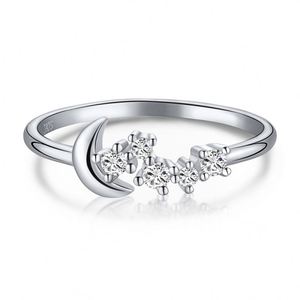 Dylam Minimalist Design Girls Cute Lovely Design Solid 925 Sterling Silver Diamond 5A Zirconia <b>Moon</b> Women Daily Wear <b>Rings</b> - Product Image 1