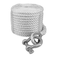 MARINE 3-Strang Gedrehtes Polyester-Ankerseil, Festmacherleine 18mm*50m mit Edelstahl-Schäkel, Kajak-Yacht-Bootszubehör