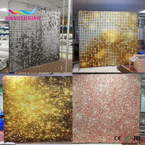BannerKing Parlak Altın Kare Aynalı Izgara Düz Arka Plan Düğün Partisi Fotoğraf Kabini Arka Planı Çerçeveli 10x8ft - Product Image 3