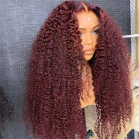 Perruques Lace Front Wig bouclées 99J 13x6 Hd bordeaux Perruques cheveux humains brut cambodgien non traité à donneur unique