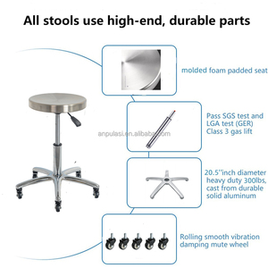 <span class=keywords><strong>Tabouret</strong></span> roulant en acier inoxydable AntluPlus, réglable et pivotant, pour tatouage, salon de coiffure, chaise de barbier - Product Image 4