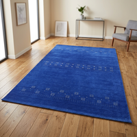 Tapis d'intérieur bleu en laine Gabbeh tissé à la main, moderne, abstrait, à poils moyens, antidérapant et imperméable pour salon