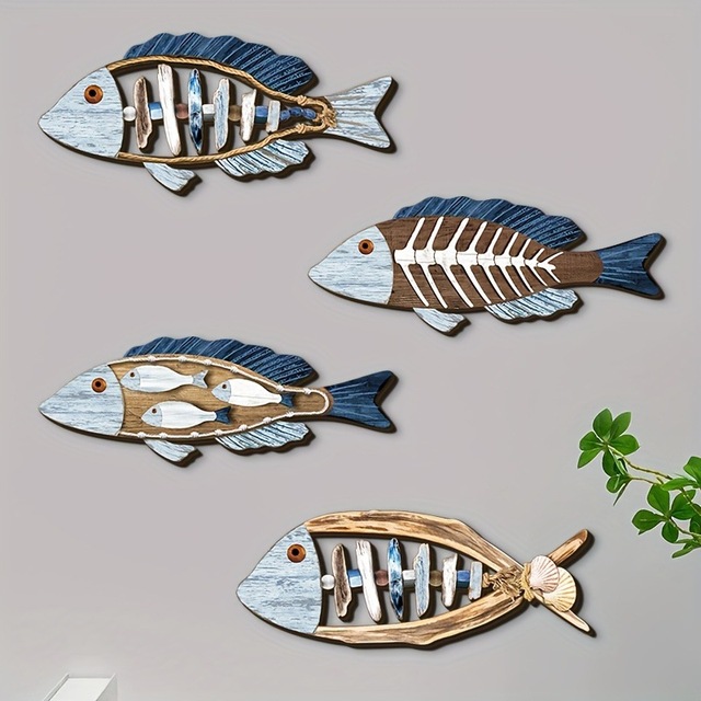 Handcrafted Wooden Sea subject Wall Decor Coastal Nautical Theme hanging fish seagull sea turtle  Decoration for indoors