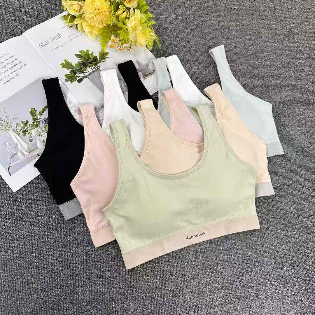 Women's Wireless Sports Bra 306# Solid Color Halter Strap Lace Rhinestone Bow Breathable Comfortable Push-Up Cup Clearance