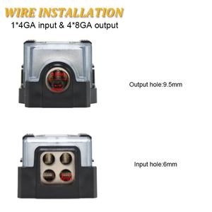 Blocco di Distribuzione Elettrica a 4 Vie con 4 Ingressi 8 Gauge e 1 Uscita 4 Gauge, Mini Distributore di Corrente - Product Image 3