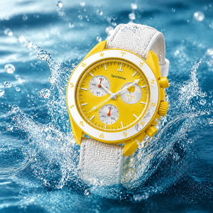Montre sport de luxe Sparktime Taurus Zodiac, boîtier en plastique jaune 40 mm, cadran numérique, phase de lune, bracelet en nylon, unisexe, quartz, tendance - Product Image 5