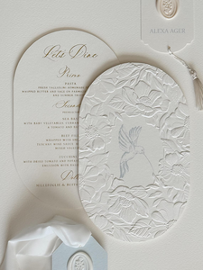 Invitations de <span class=keywords><strong>mariage</strong></span> personnalisées en papier cartonné coton 600 g/m² avec motif floral sculpté et gaufré, design luxueux et élégant, dorure à chaud « Save the Date » - Product Image 2