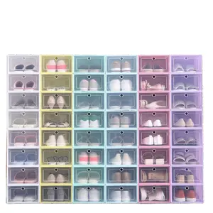Kotak koleksi sepatu Multi-layer superposisi Organizer sepatu plastik casing sepatu tahan debu stabil bawah transparan