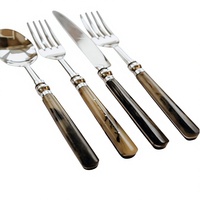 Ensemble de couverts en métal durable avec manches en résine, 4 pièces, couverts en acier inoxydable de qualité alimentaire, pour la table à manger